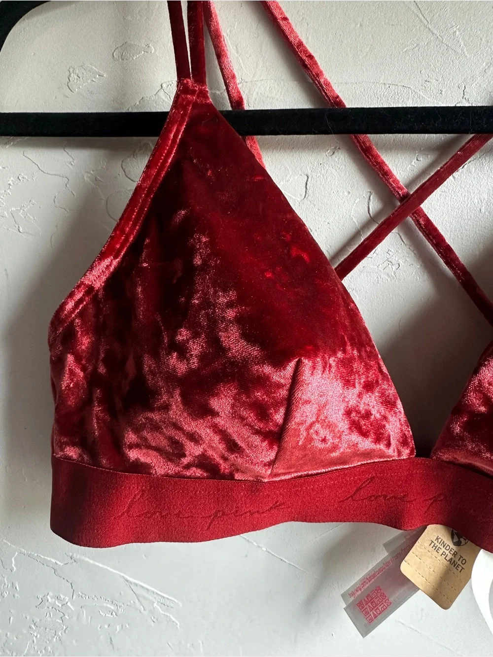 Victoria’s Secret PINK Red Velvet Strappy Bralette Y2K Coquette‎ NWT Festival L